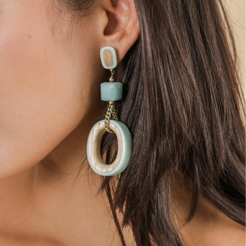 Серьги Nature Bijoux, Mississippi, с амазонитом, деревом и цветной эмалью, NB25.1-12-79960 бирюзовый фото 3